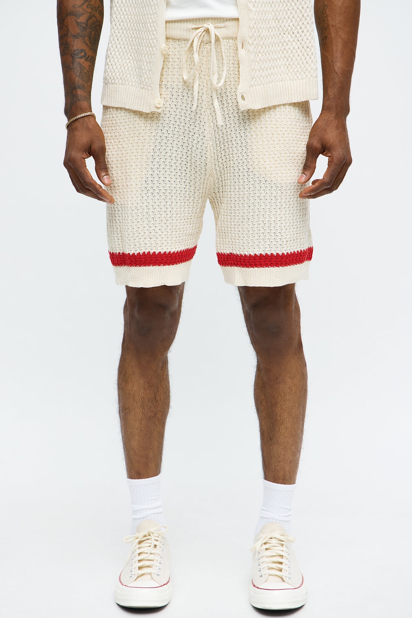 Relaxed Margarita Knit Shorts - Red/White