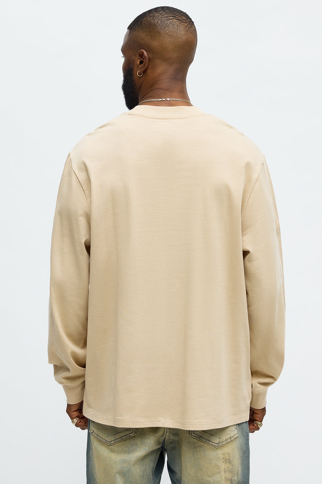 Oversized Heavyweight Long Sleeve Tee - Tan