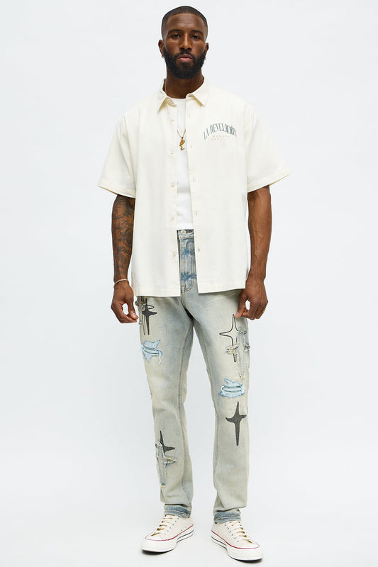 Skinny Star Me Ripped Jean - Light Blue Wash