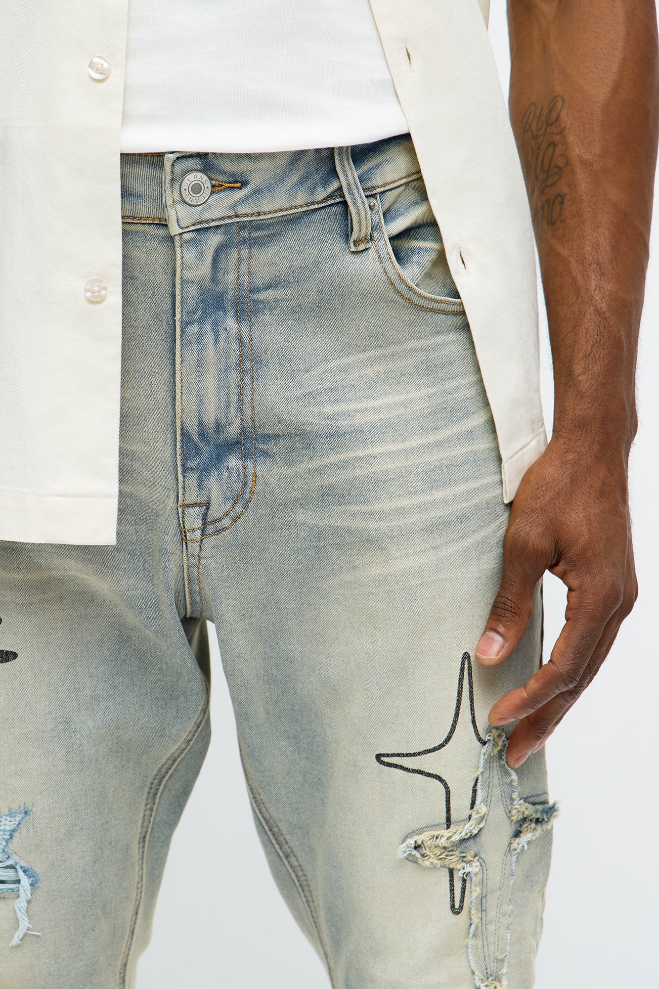 Skinny Star Me Ripped Jean - Light Blue Wash