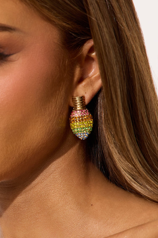 Noel Rhinestone Drop Earrings - Multi Color