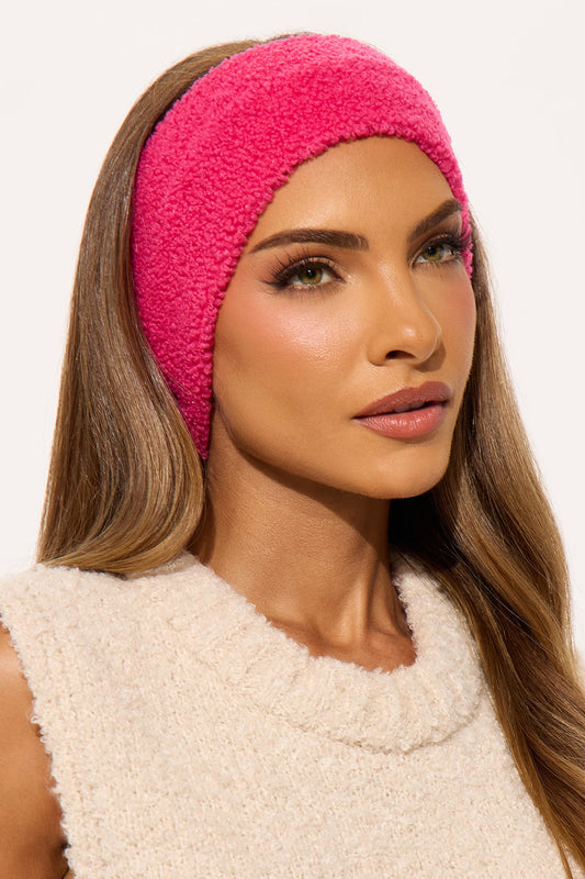 Ready For The Cold Sherpa Headband - Pink