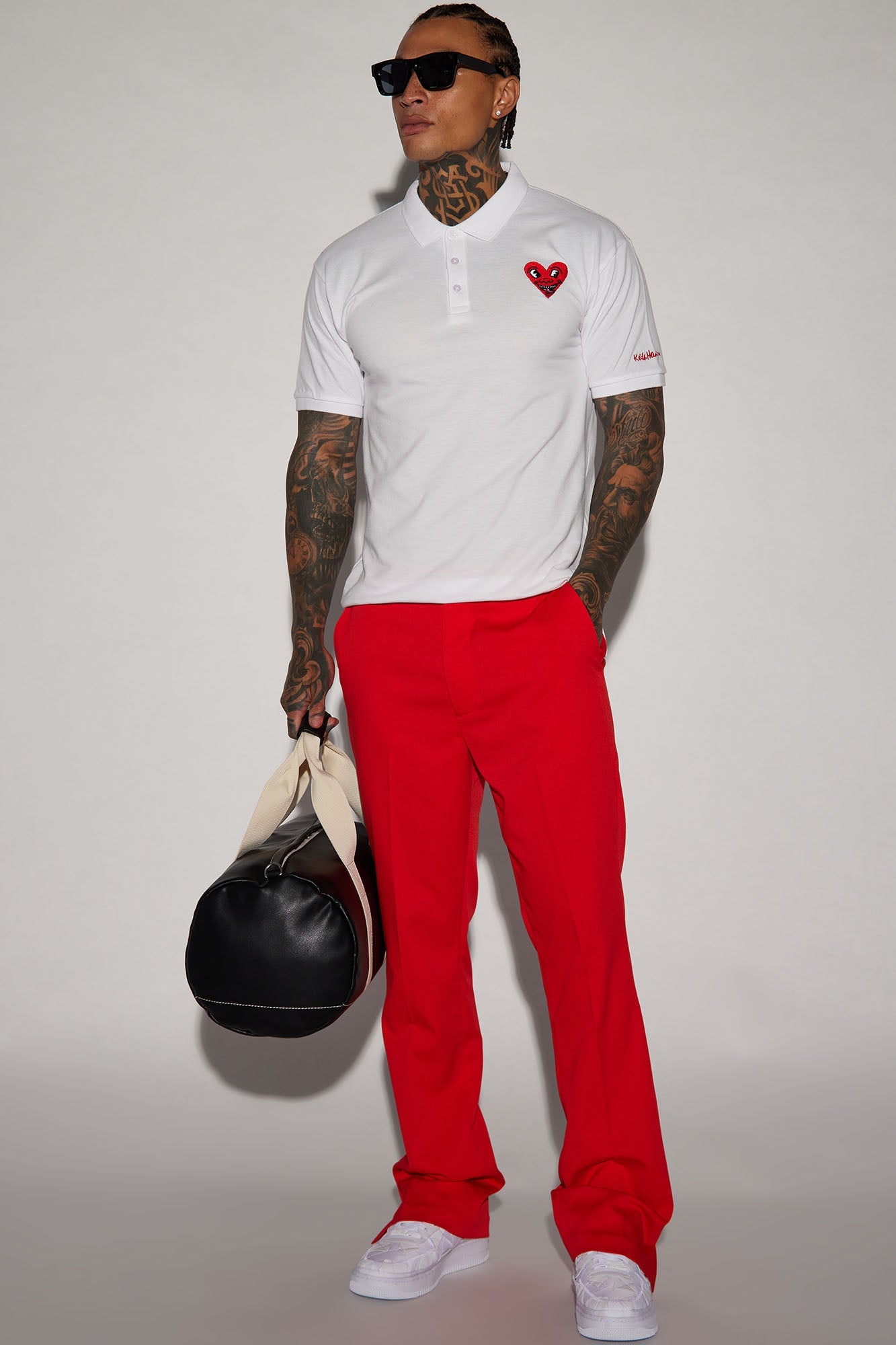 Keith Haring Heart Logo Short Sleeve Polo - White