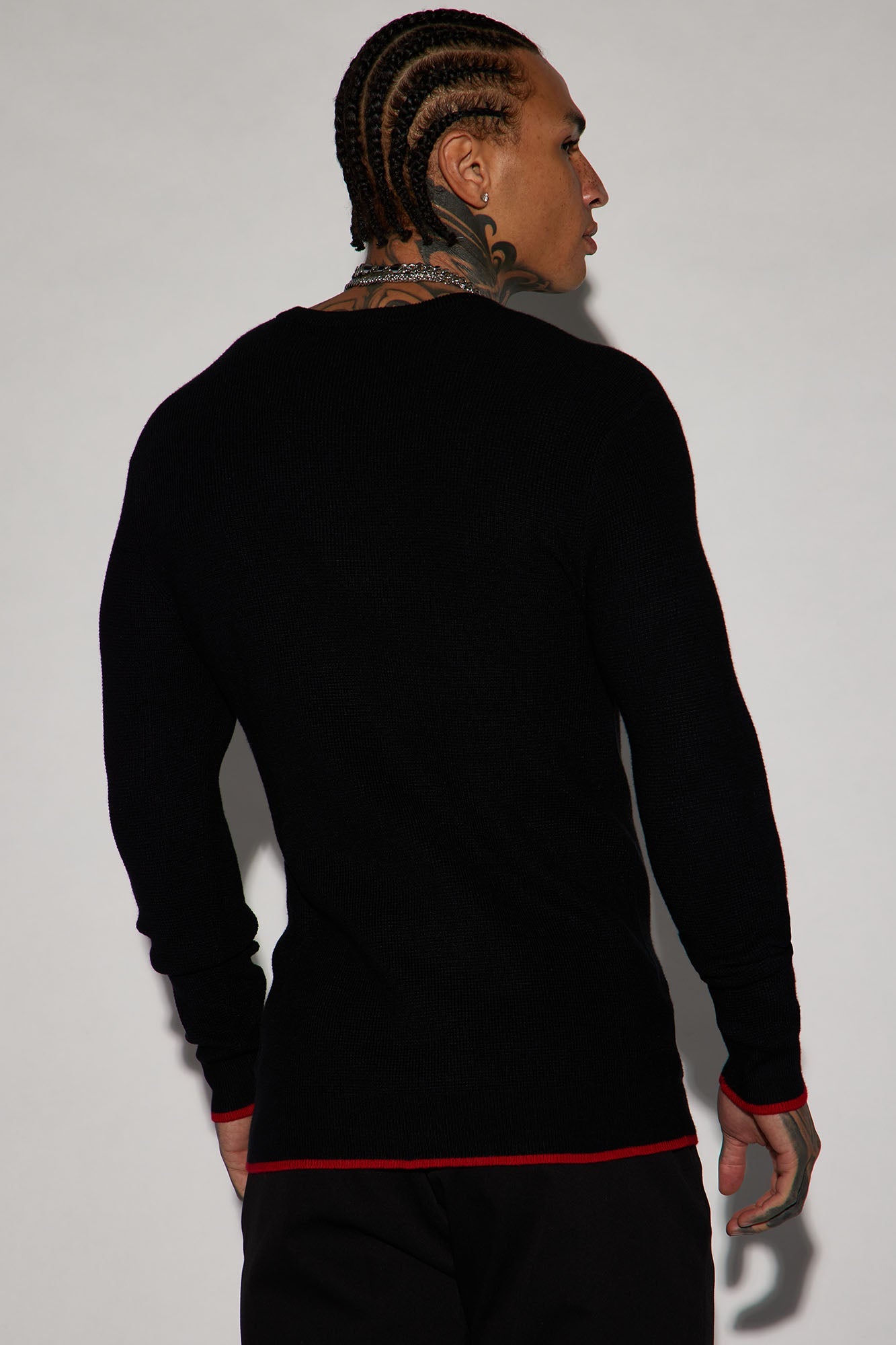 Viscose Thermal Crewneck Sweater - Black
