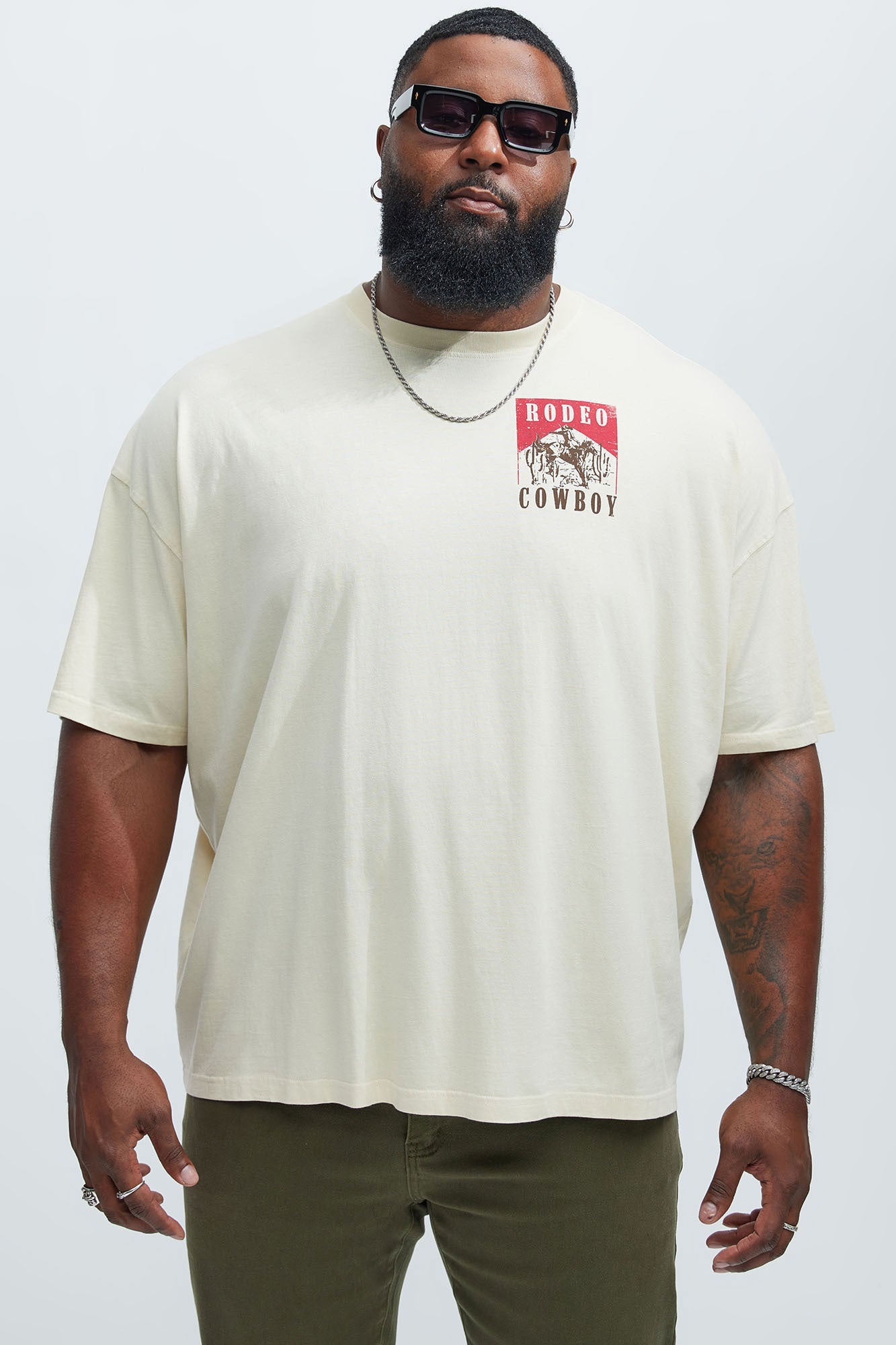 Rodeo Cowboy Oversized Short Sleeve Tee - Cream