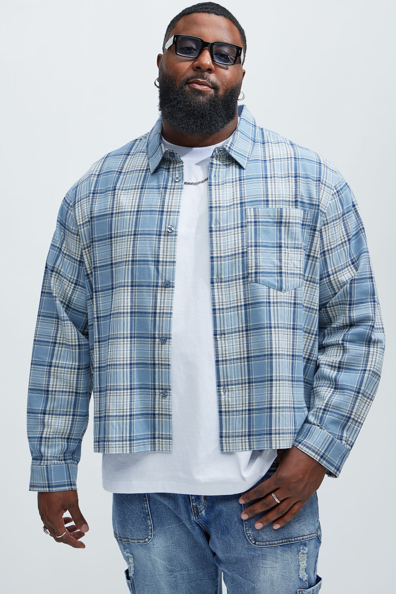 Delano Cropped Plaid Shirt - Blue/combo