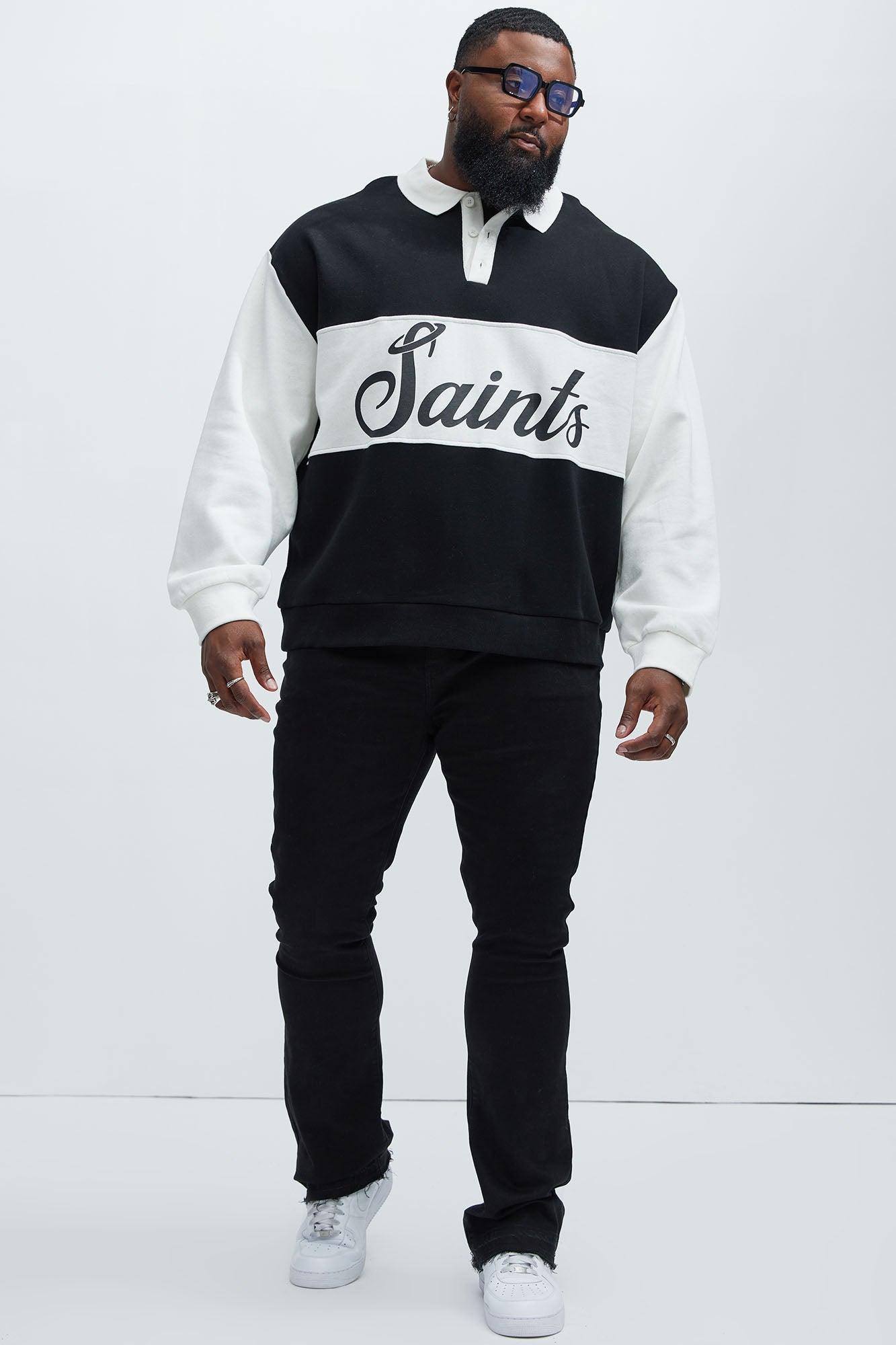 Tyson Saints Fleece Long Sleeve Polo - Black/combo