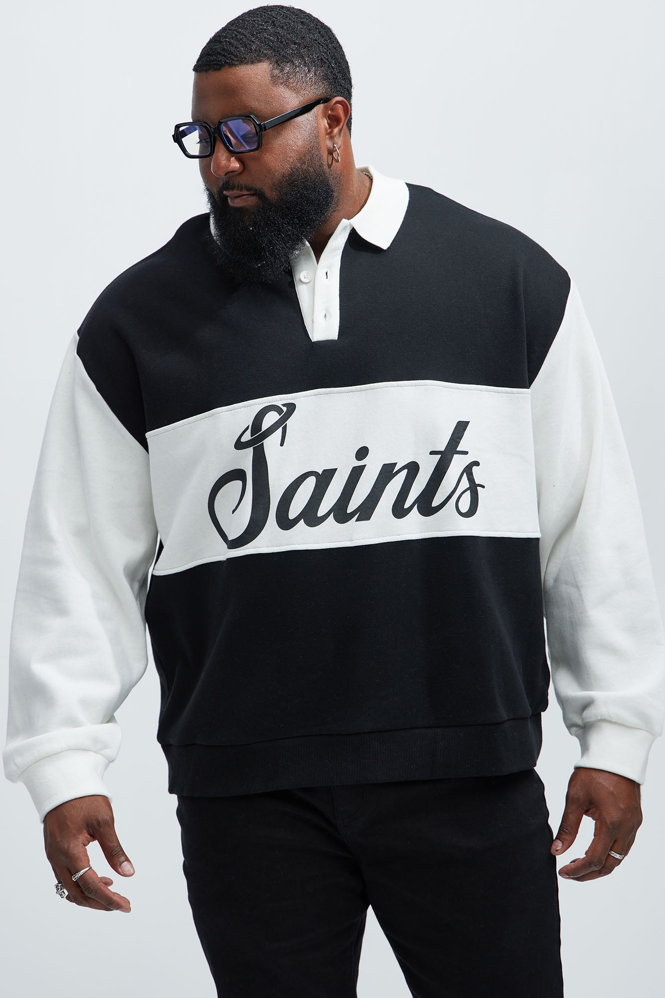 Tyson Saints Fleece Long Sleeve Polo - Black/combo