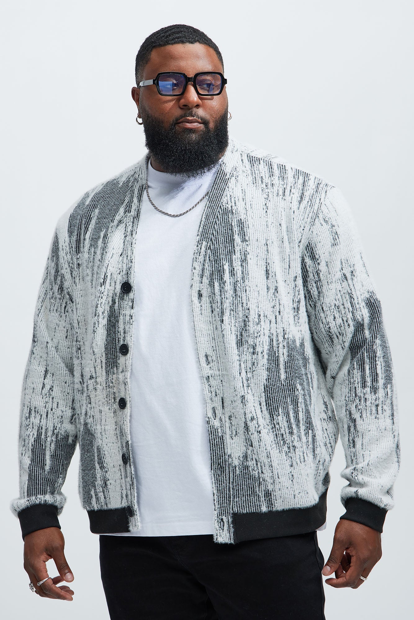 Livin' That Life Mohair Cardigan - Black/combo