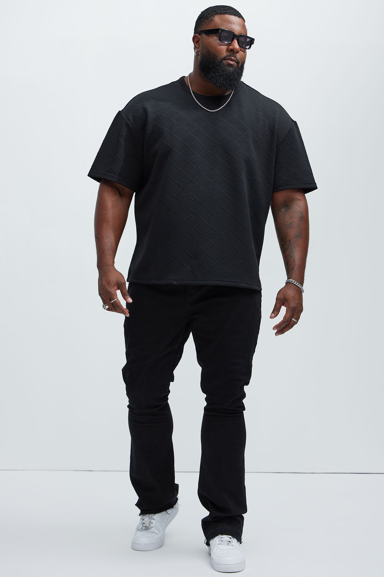 Lingo Textured Relaxed Tee - Black