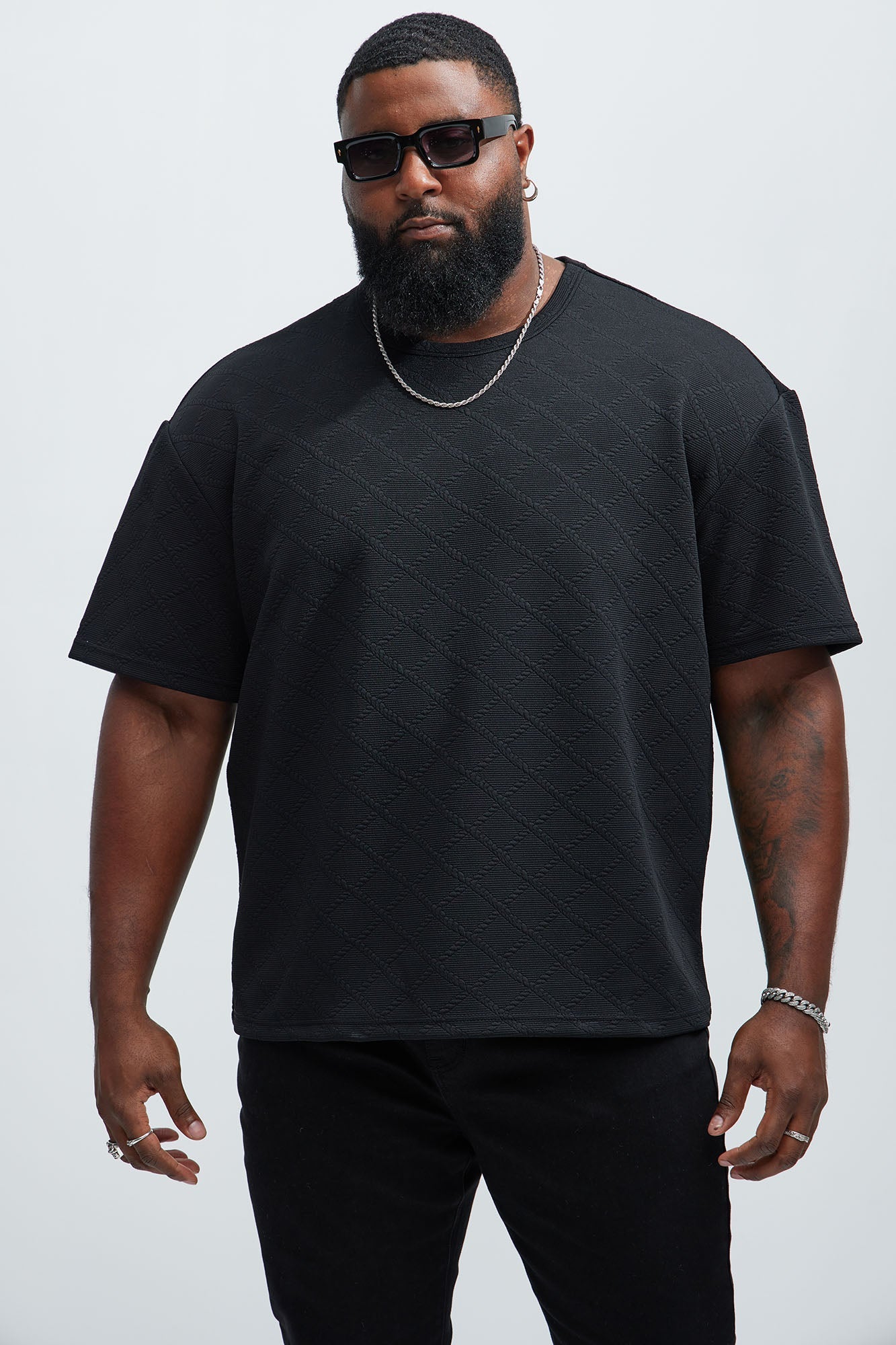 Lingo Textured Relaxed Tee - Black