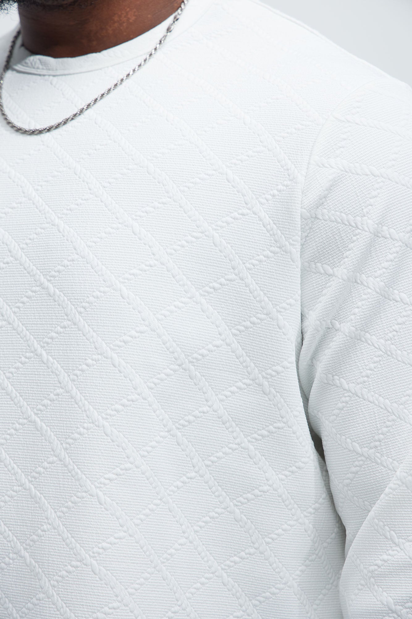 Lingo Textured Long Sleeve Tee - White