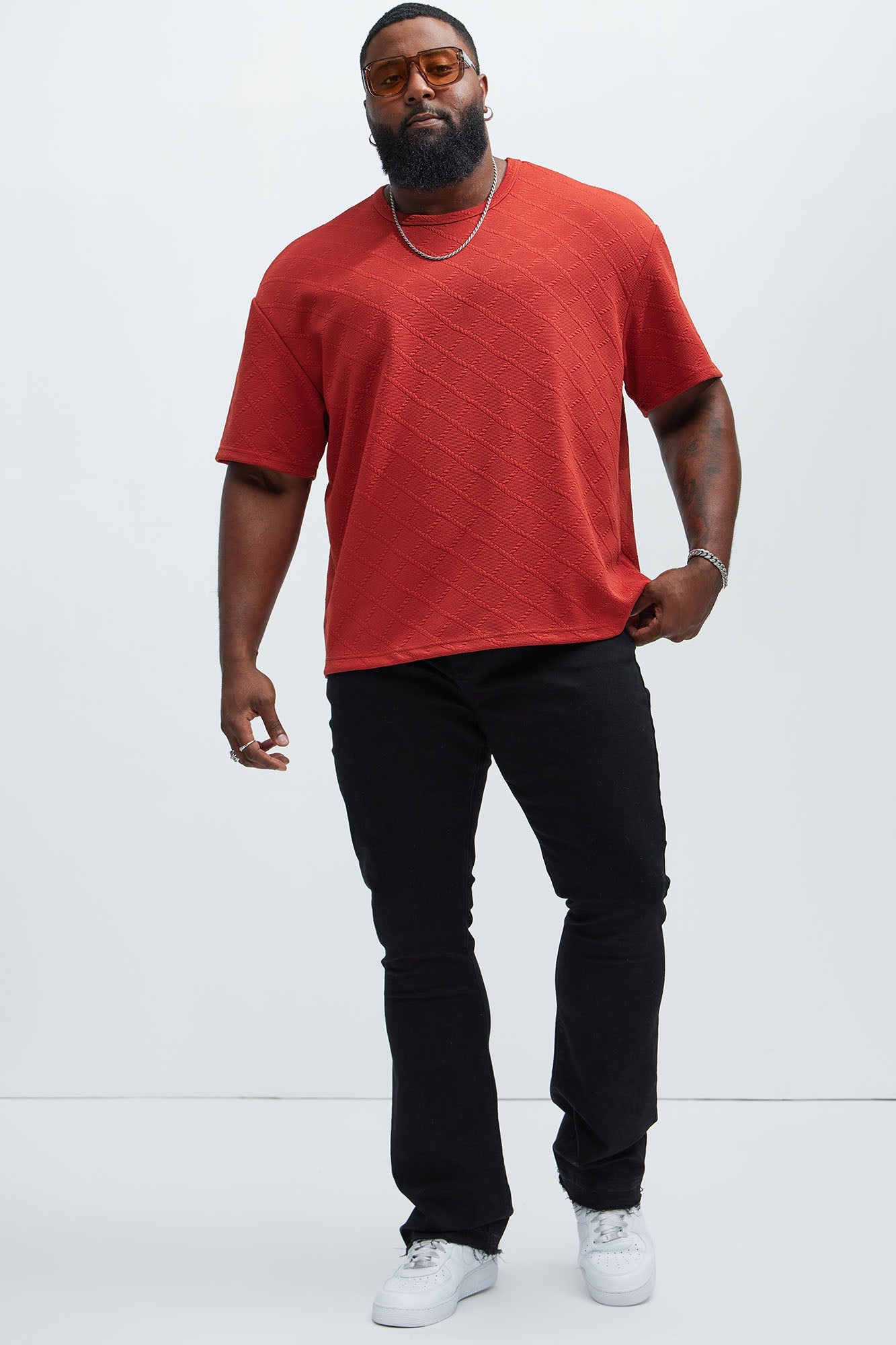 Lingo Textured Relaxed Tee - Rust