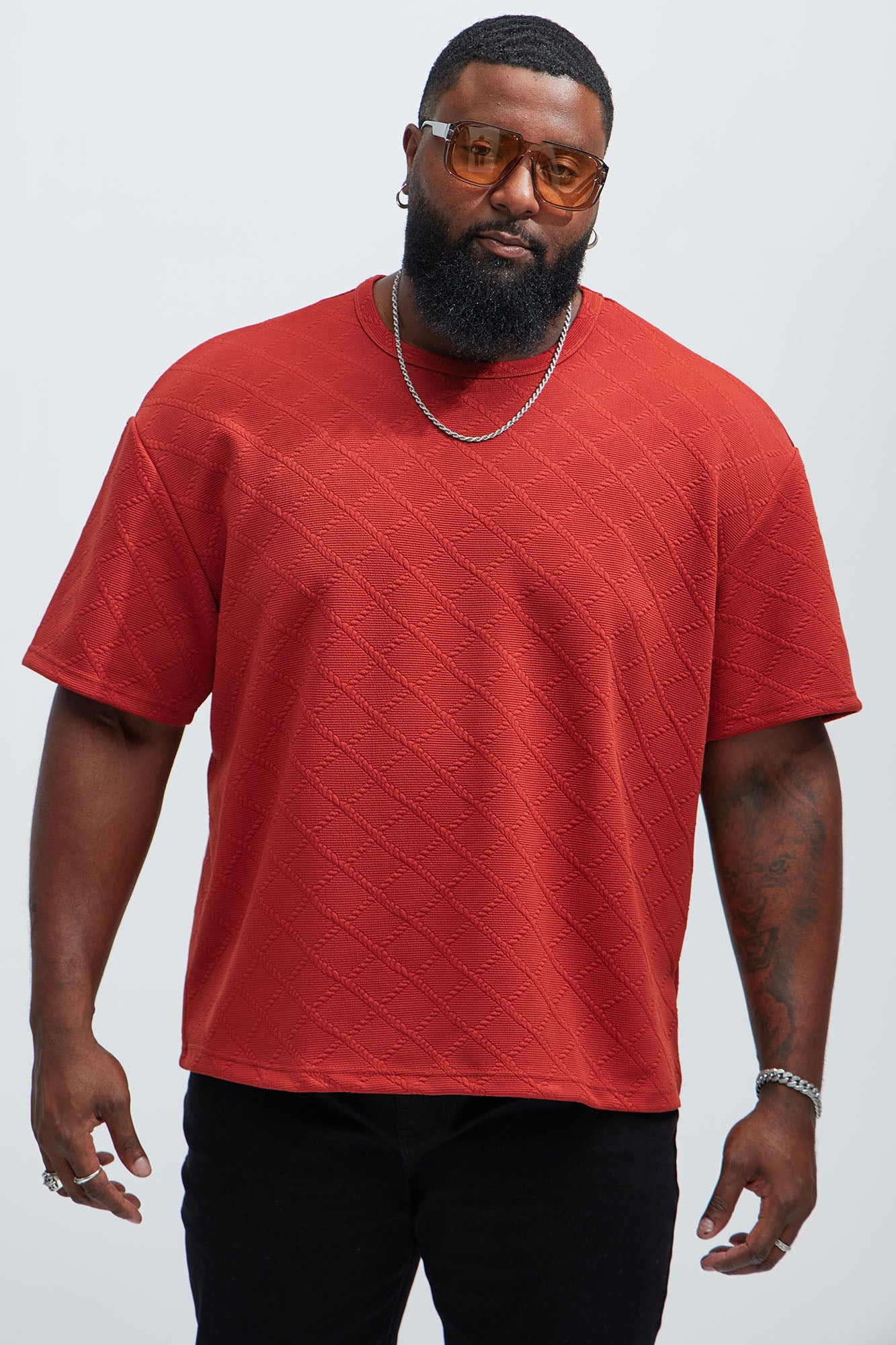 Lingo Textured Relaxed Tee - Rust
