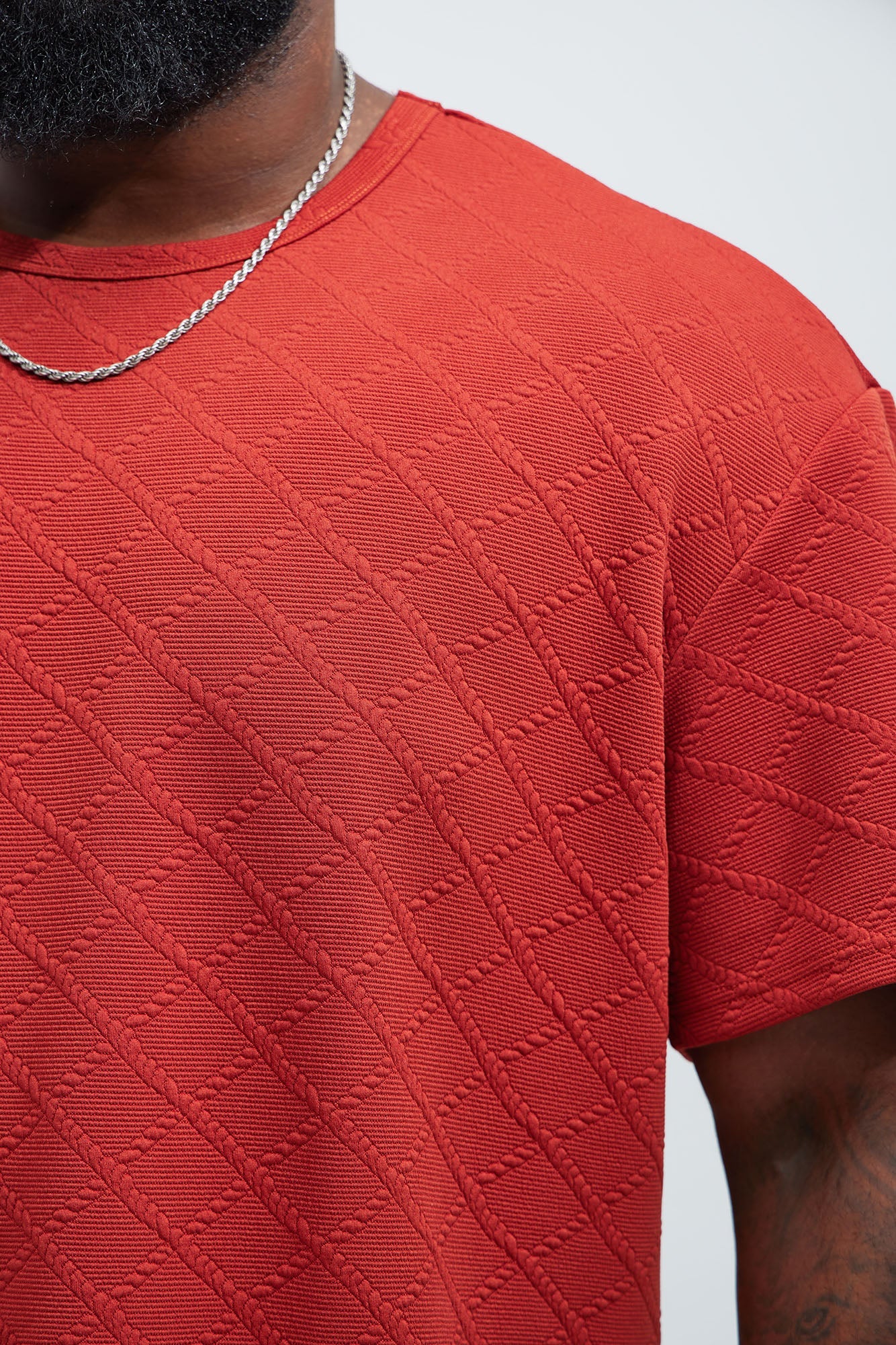 Lingo Textured Relaxed Tee - Rust