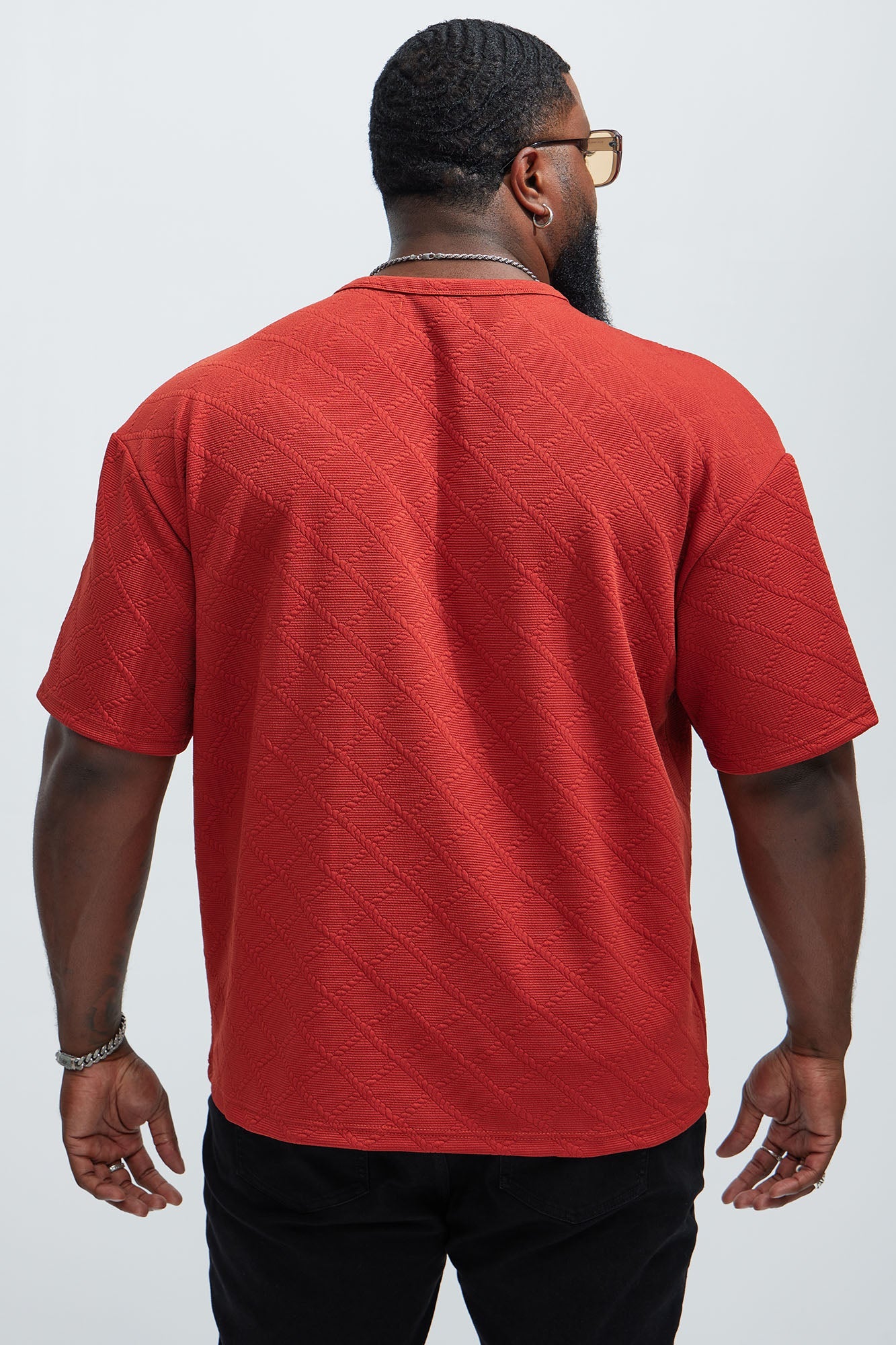 Lingo Textured Relaxed Tee - Rust