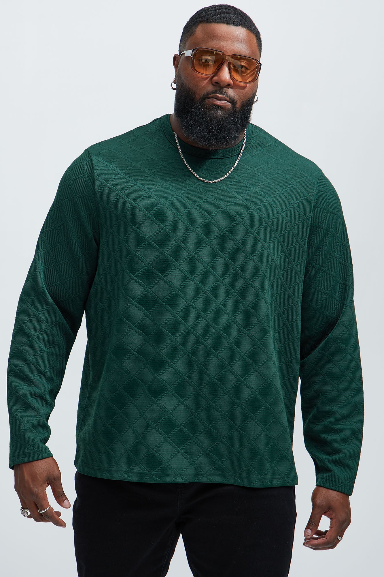 Lingo Textured Long Sleeve Tee - Green
