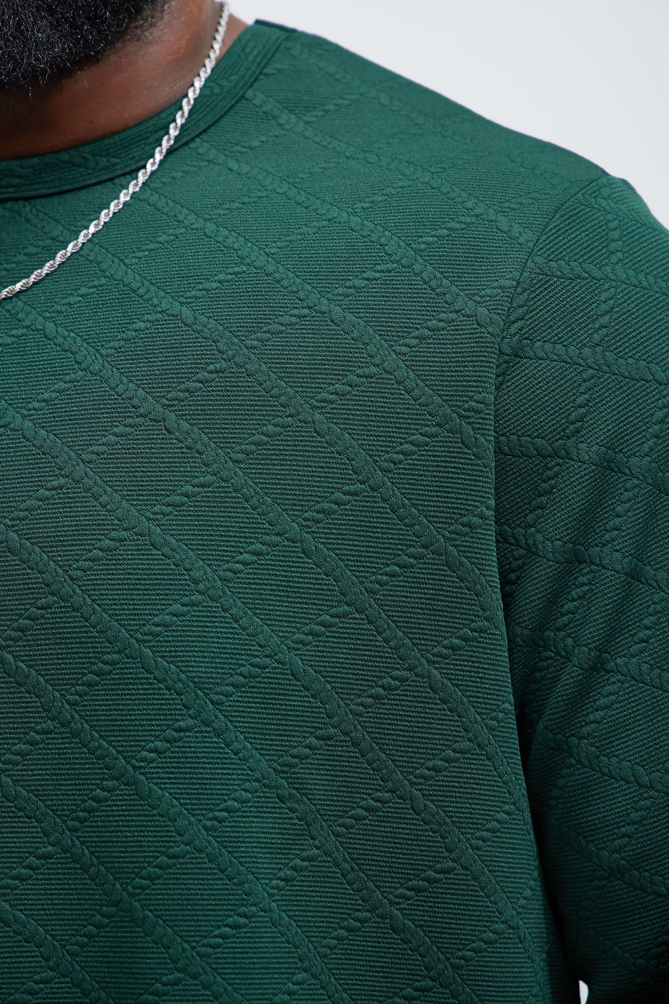 Lingo Textured Long Sleeve Tee - Green
