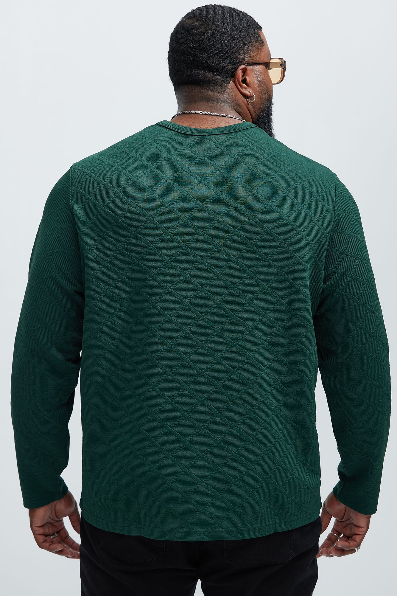 Lingo Textured Long Sleeve Tee - Green