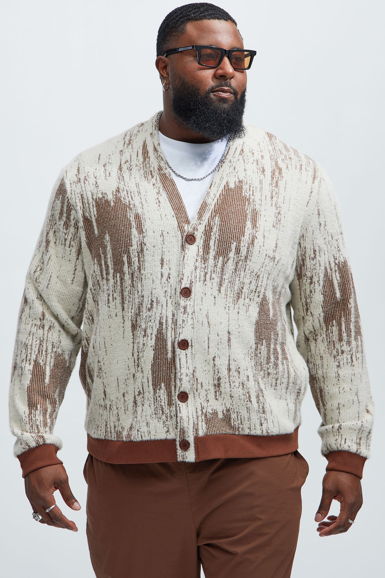 Livin' That Life Mohair Cardigan - Brown/combo