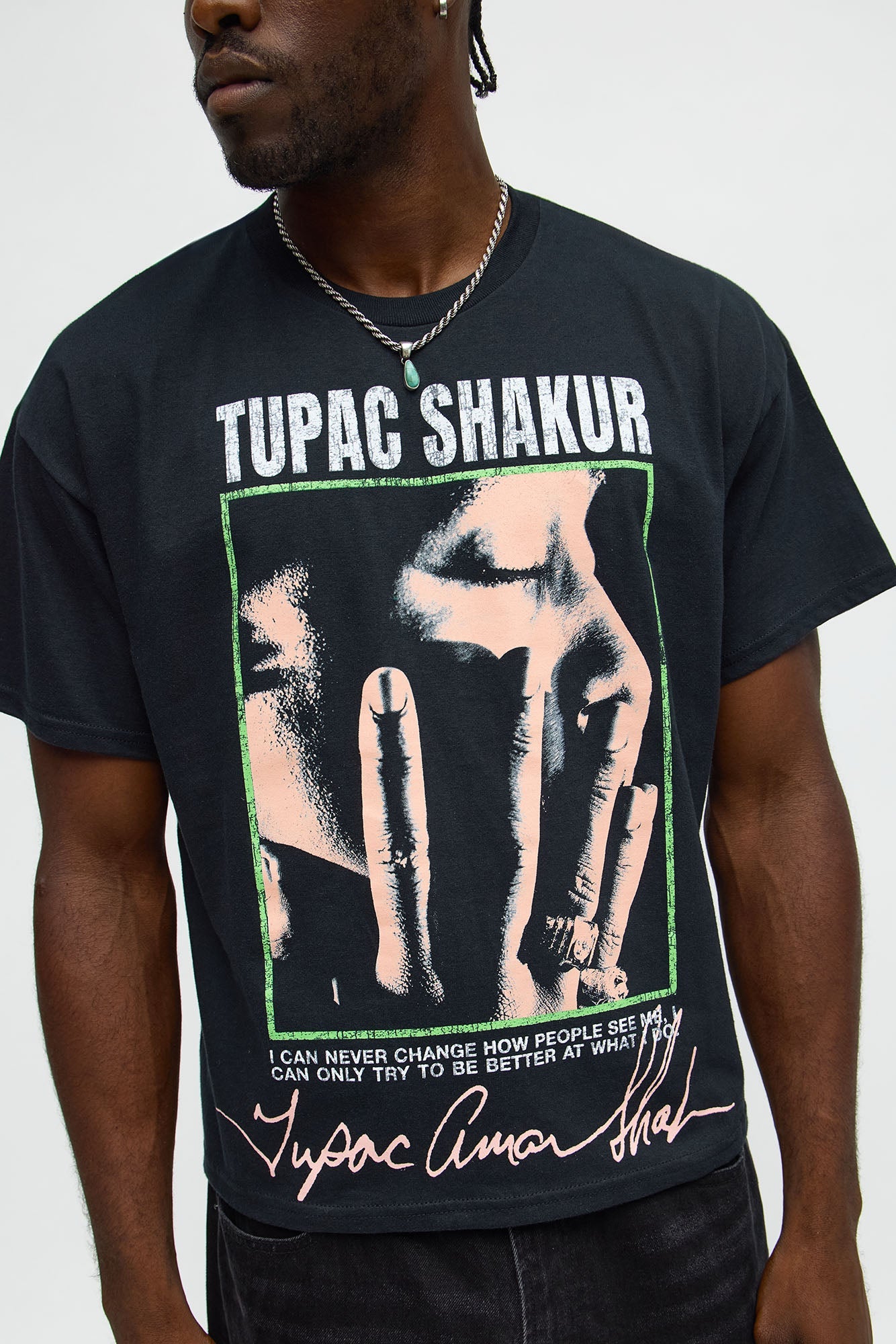 Tupac Shakur Oversized Short Sleeve Tee - Black