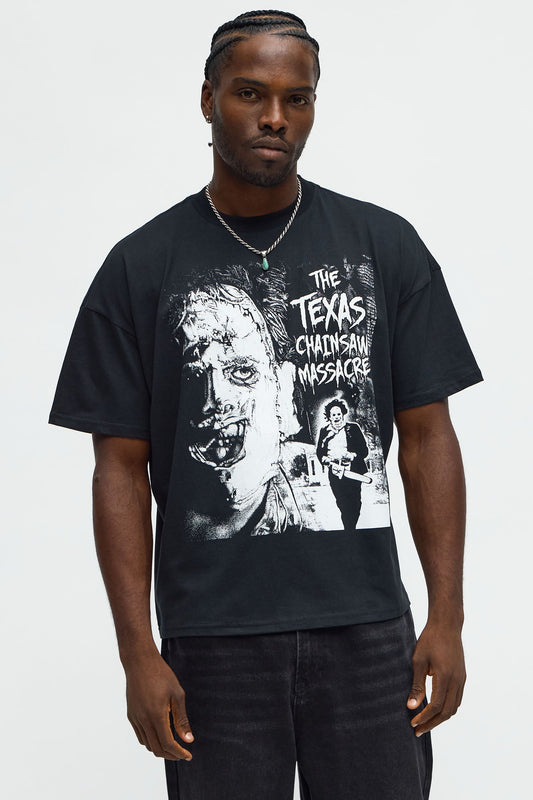 The Texas Chainsaw Massacre Who Will Survive Oversized Short Sleeve Tee - Black