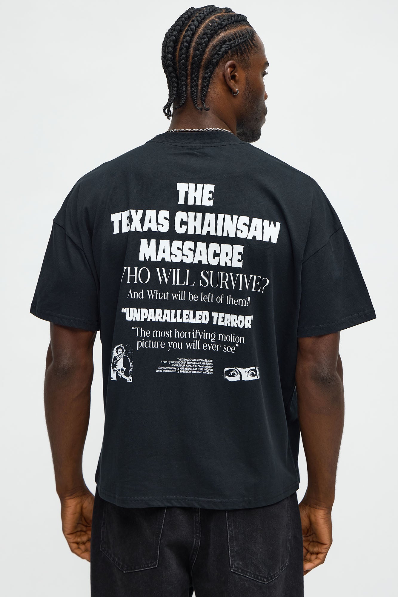 The Texas Chainsaw Massacre Who Will Survive Oversized Short Sleeve Tee - Black