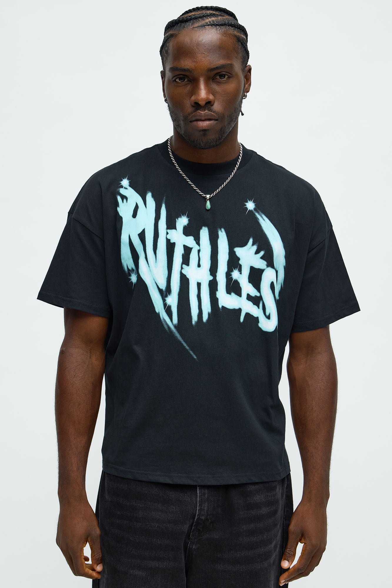 Ruthless Star Oversized Short Sleeve Tee - Black