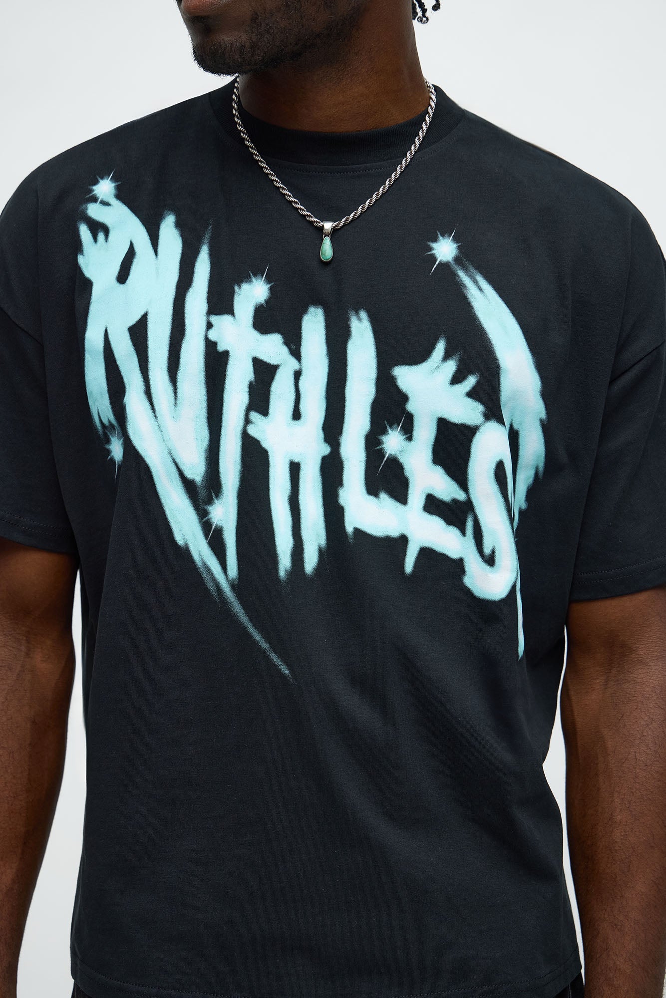 Ruthless Star Oversized Short Sleeve Tee - Black