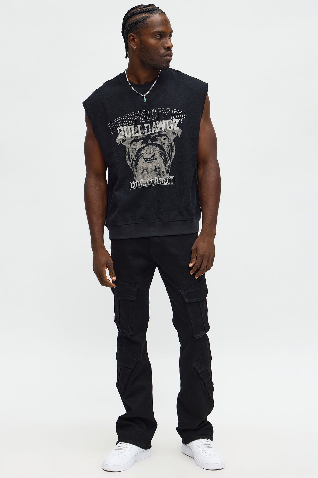 Come Correct Reverse Fleece Muscle Tee - Black