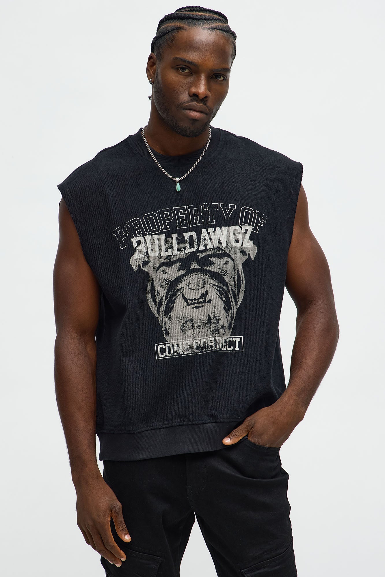 Come Correct Reverse Fleece Muscle Tee - Black