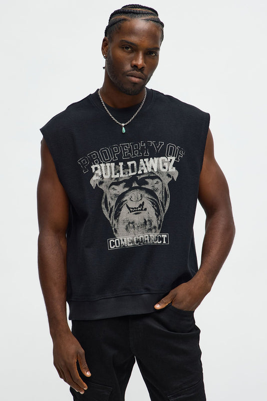 Come Correct Reverse Fleece Muscle Tee - Black