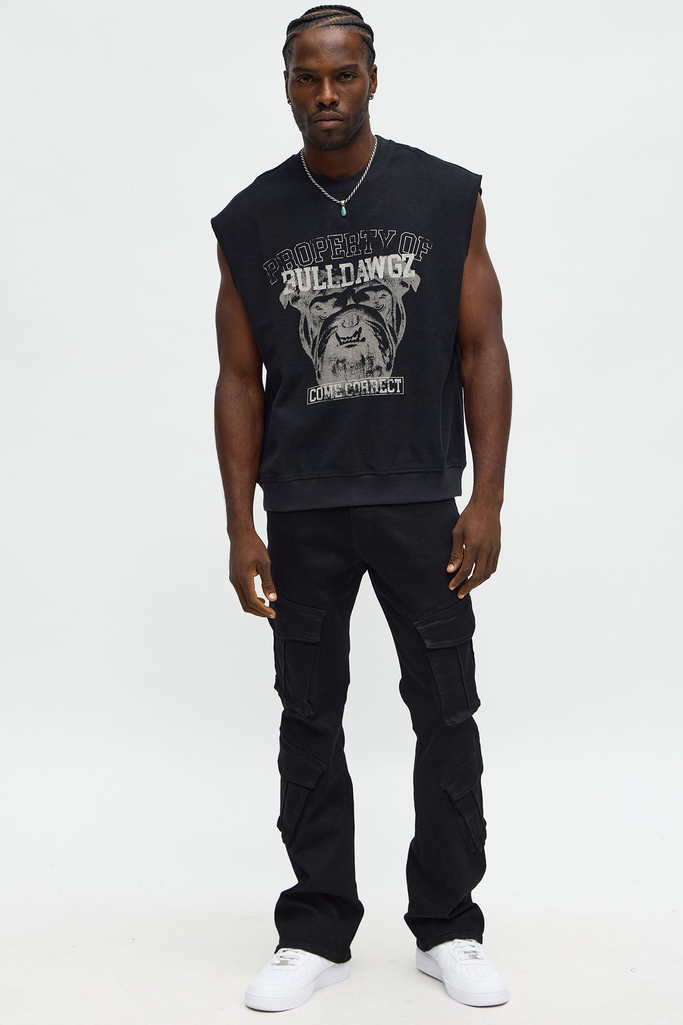 Stacked Skinny Flare Michel Cargo Jean - Black