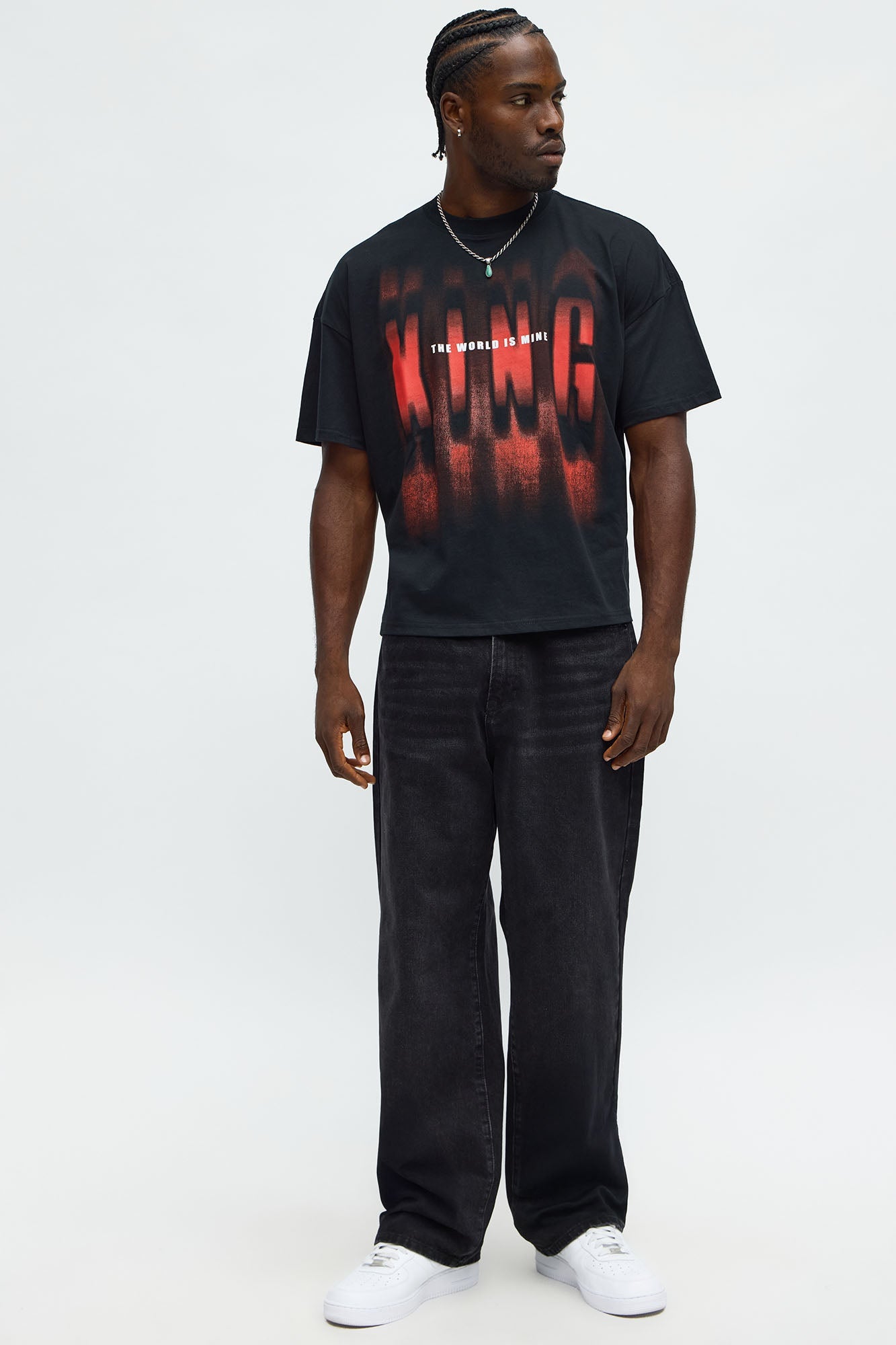 King The World Is Mine Oversized Short Sleeve Tee - Black