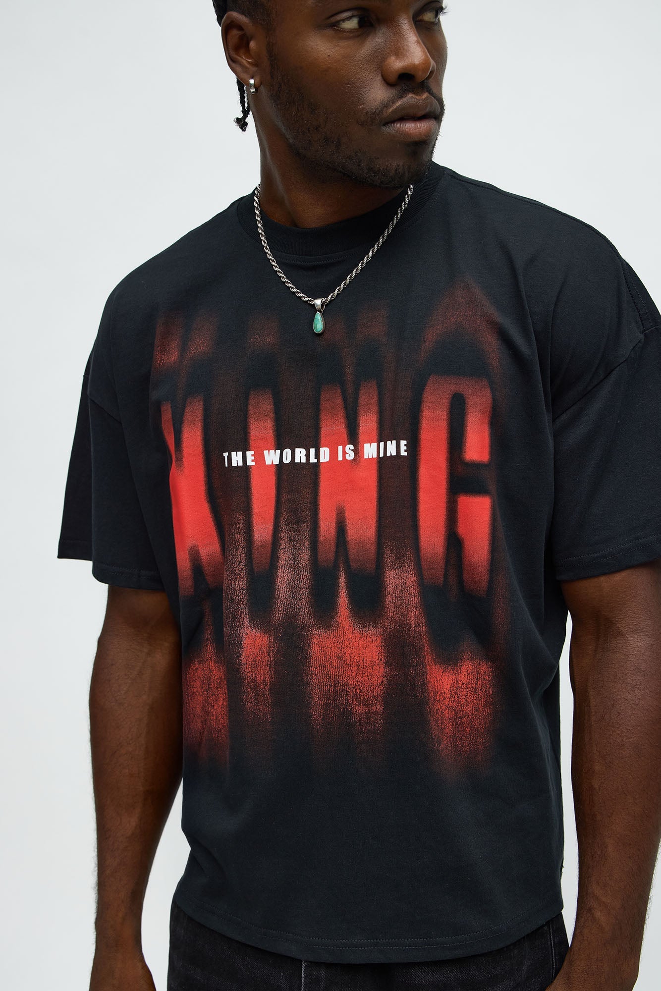 King The World Is Mine Oversized Short Sleeve Tee - Black