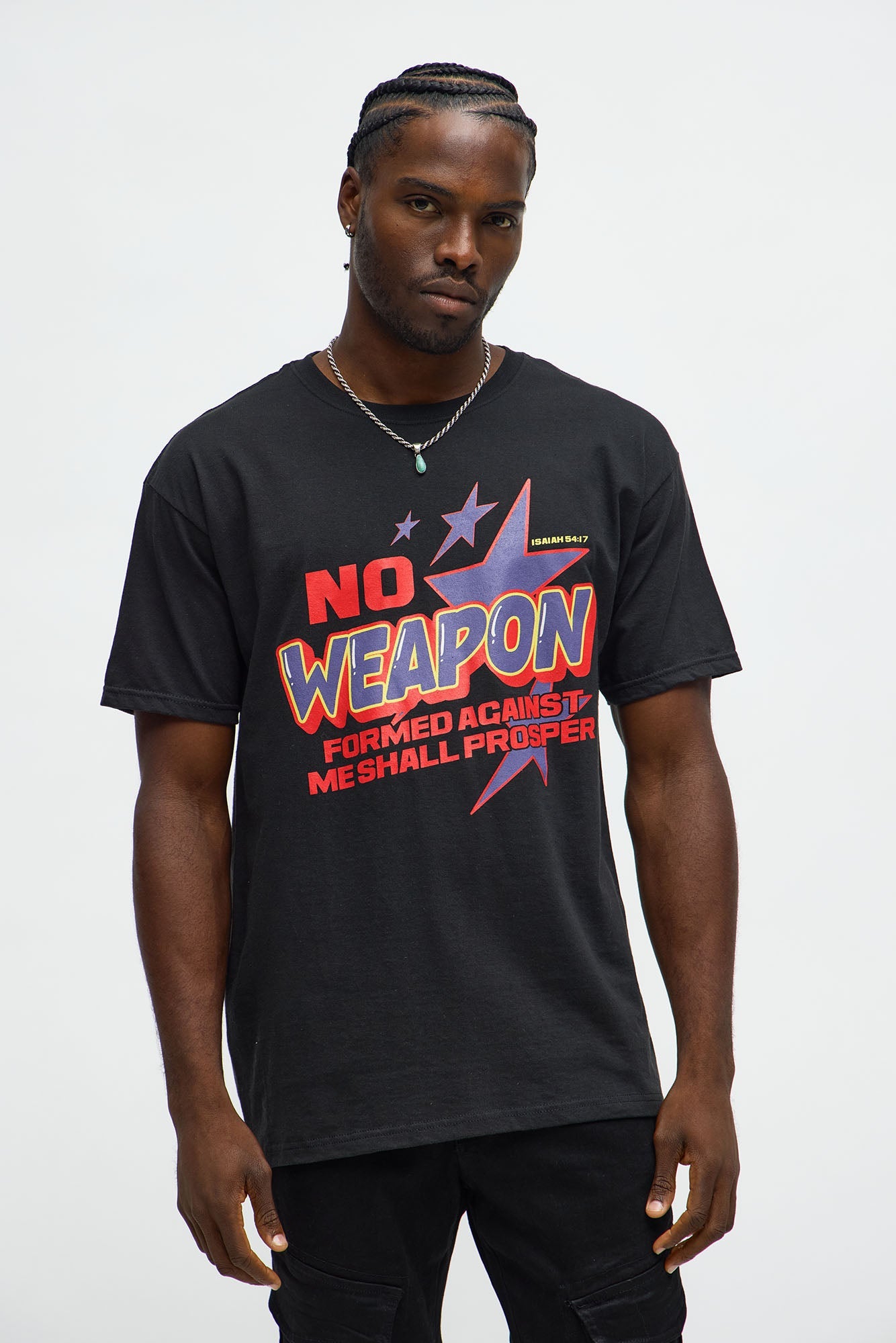 Isaiah 54 Verse 17 NJKV Short Sleeve Tee - Black