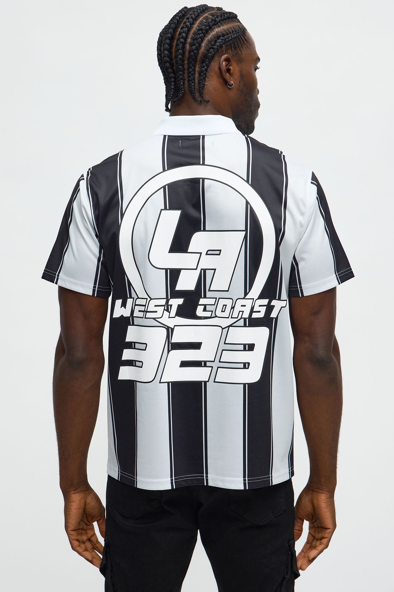 323 LA Striped Polo Top - Black/White