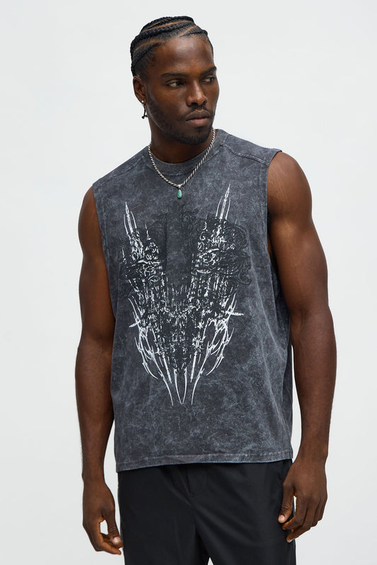 Colliding Muscle Tee - Black Wash