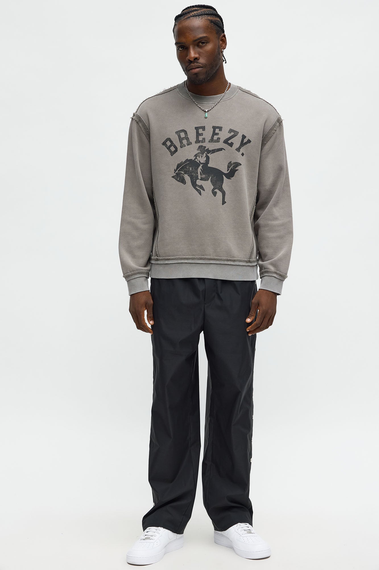 Tyson Breezy Exposed Seams Crewneck Sweatshirt - Grey