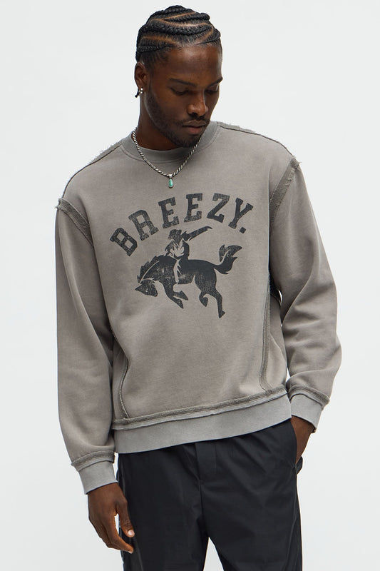 Tyson Breezy Exposed Seams Crewneck Sweatshirt - Grey