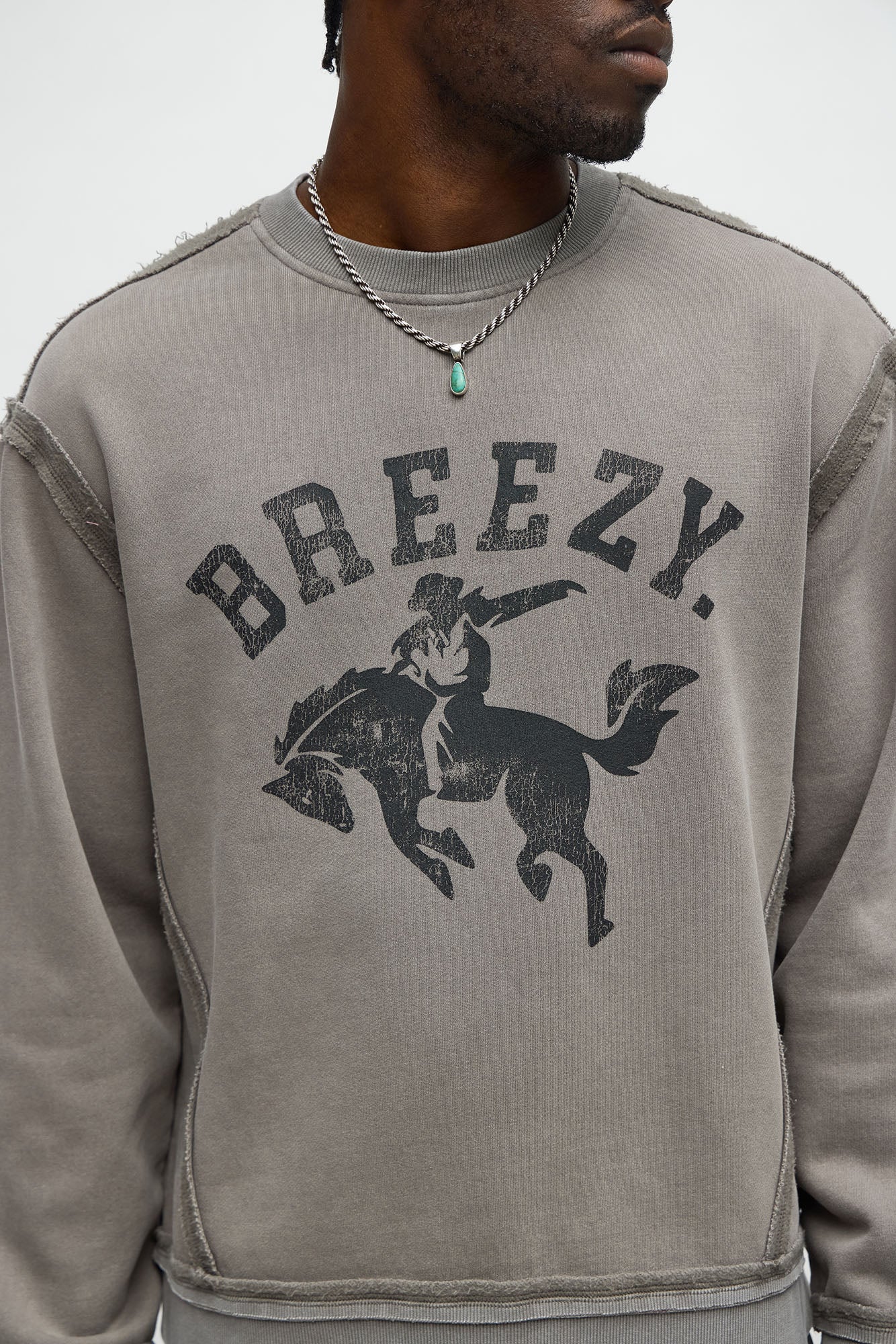 Tyson Breezy Exposed Seams Crewneck Sweatshirt - Grey