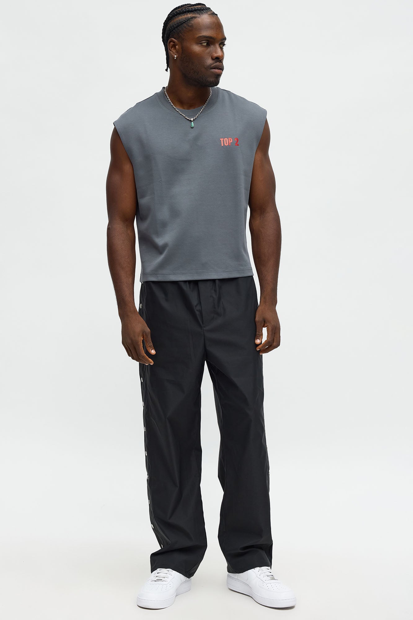 Cropped Not Number 2 Muscle Tee - Dark Grey