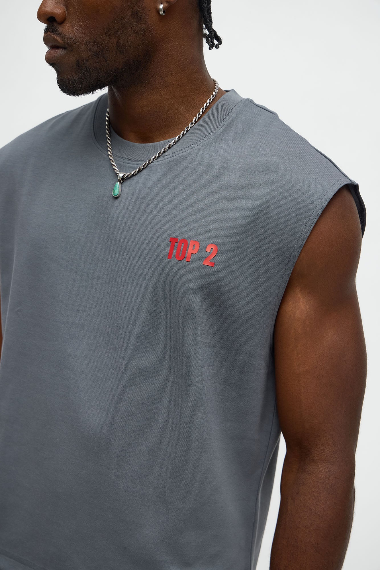 Cropped Not Number 2 Muscle Tee - Dark Grey