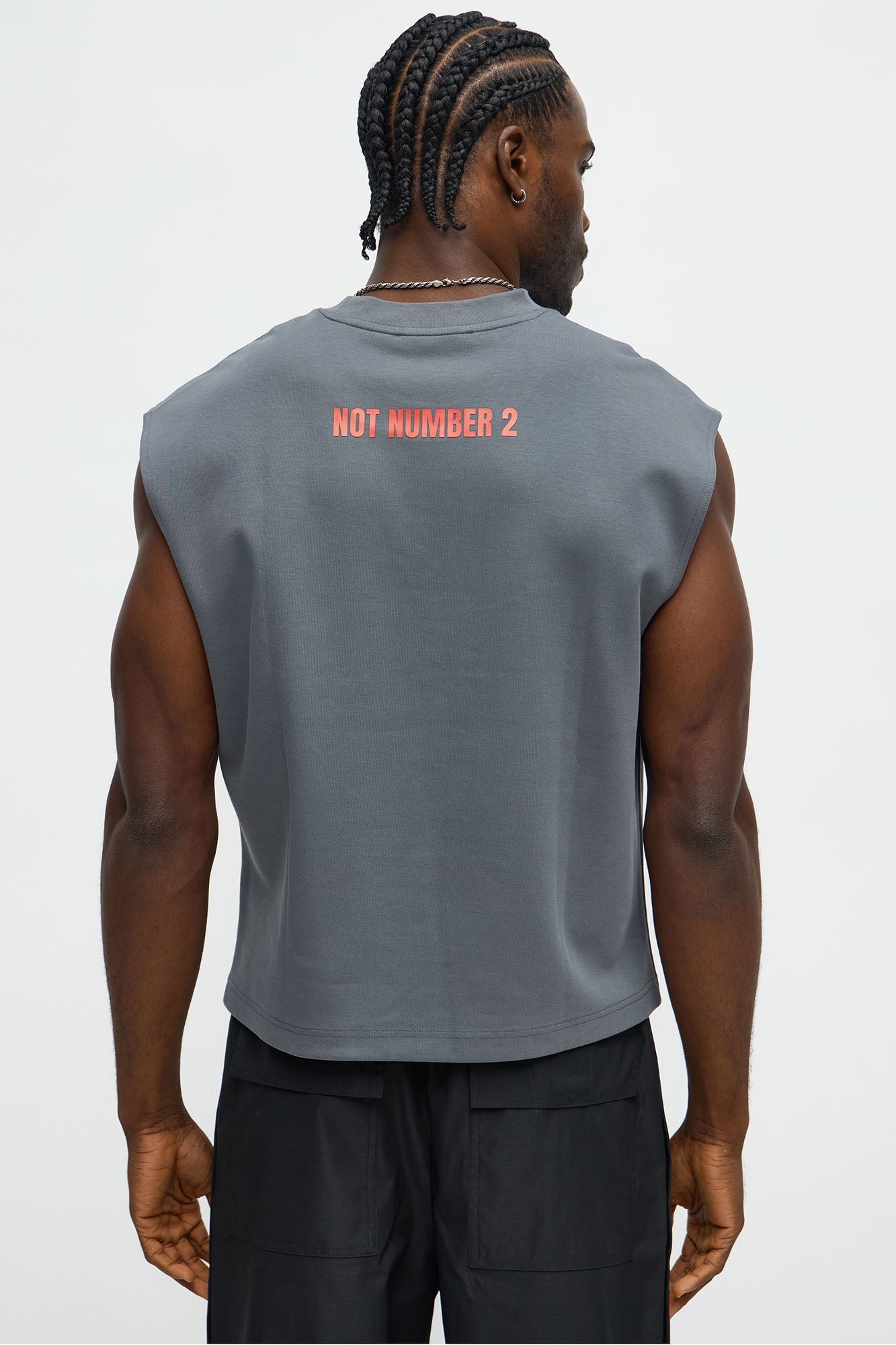 Cropped Not Number 2 Muscle Tee - Dark Grey