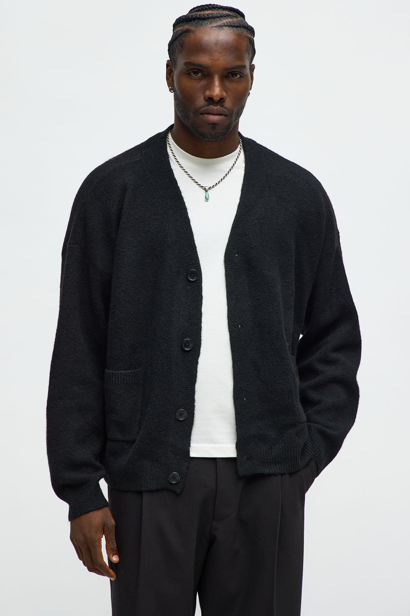 Cropped Harbor Ash Cardigan - Black