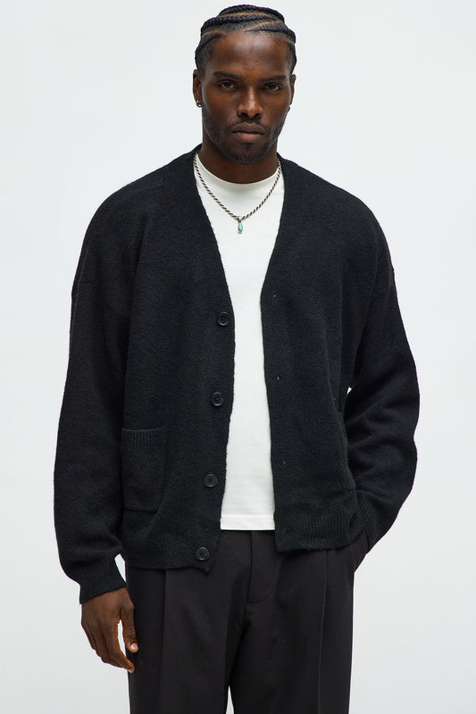 Cropped Harbor Ash Cardigan - Black