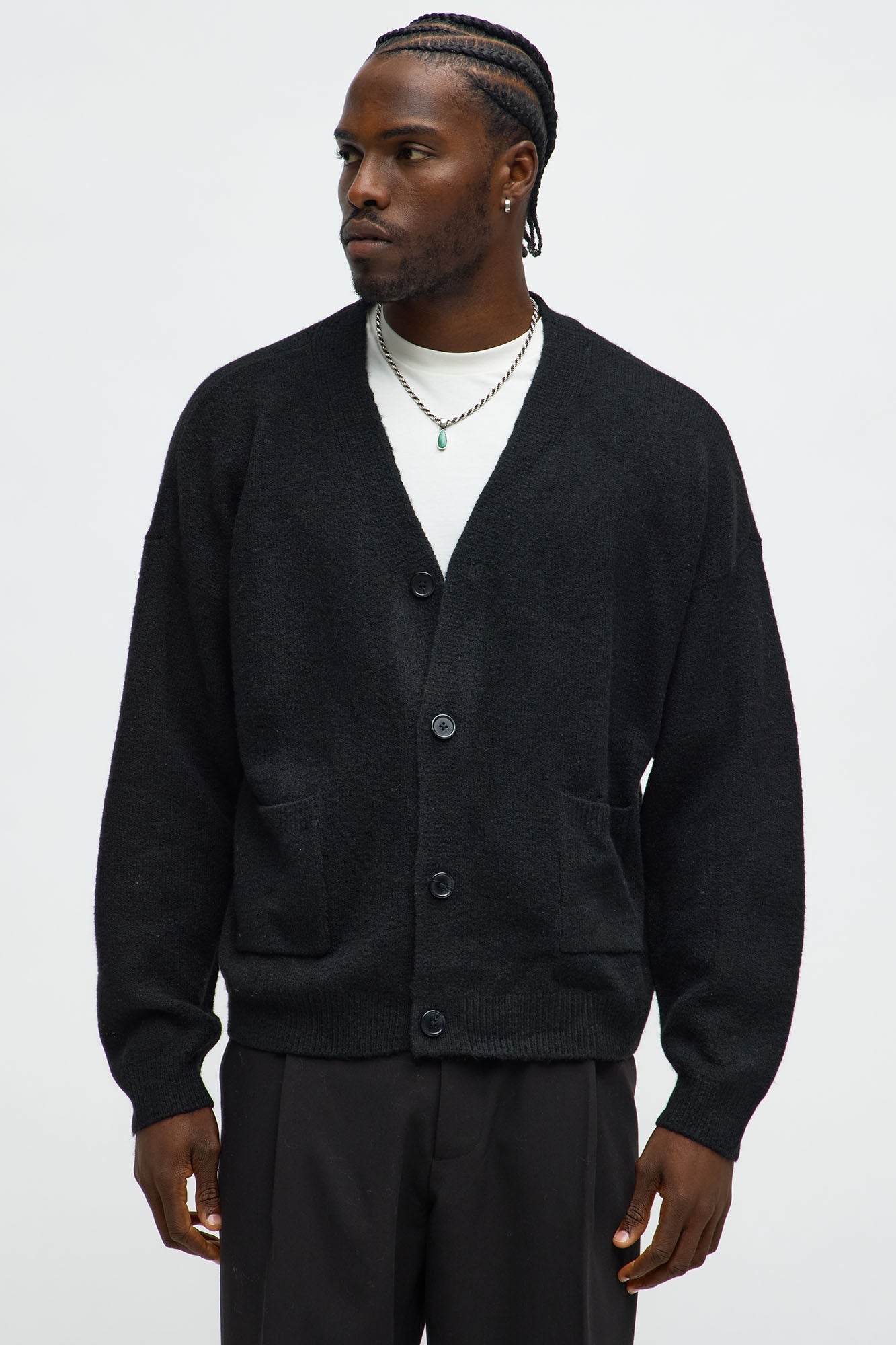 Cropped Harbor Ash Cardigan - Black