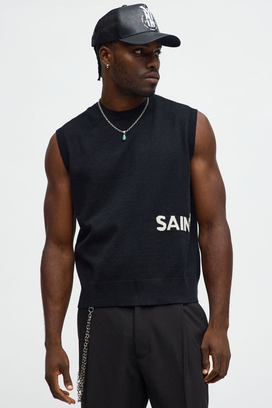 Relaxed Saint Sweater Vest - Black/combo