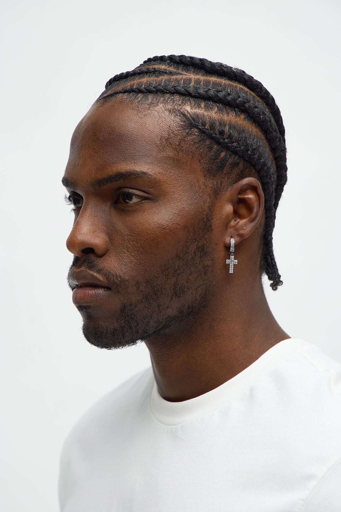 Iced Cross Hoop Earing Set - Black