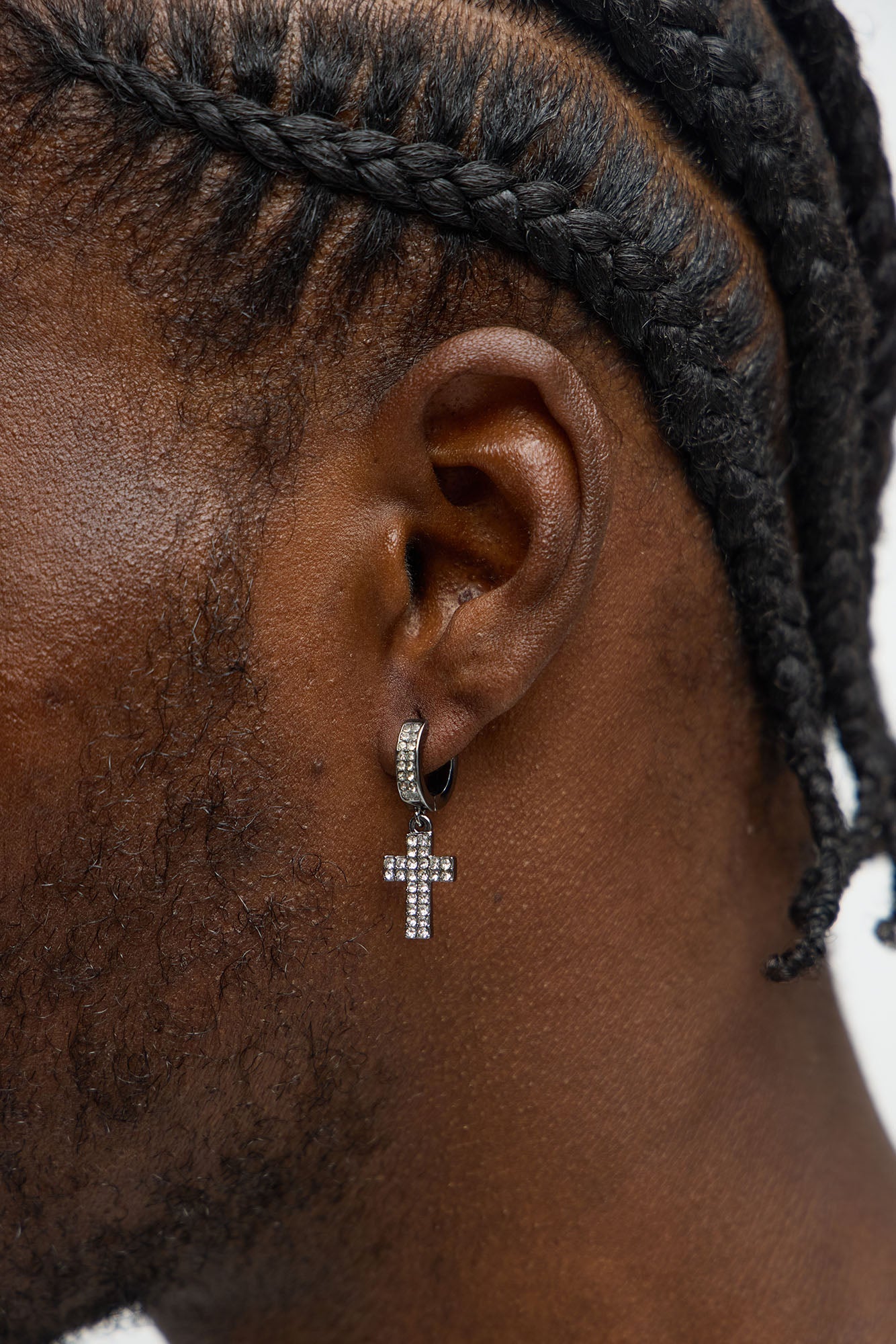 Iced Cross Hoop Earing Set - Black